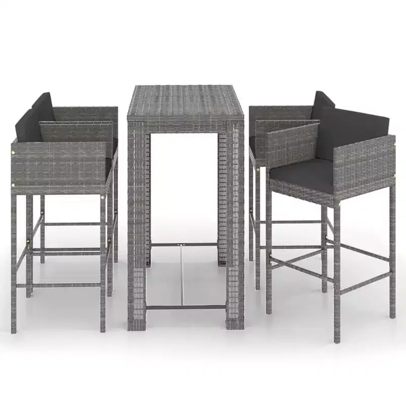 vidaXL Patio Bar Set with Cushions Poly Rattan Seating Multi Colors