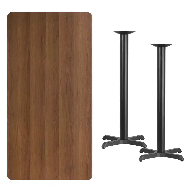 30''x60'' Bar Height Rectangular Table – Black / Mahogany / Natural / Walnut, Seats up to 6