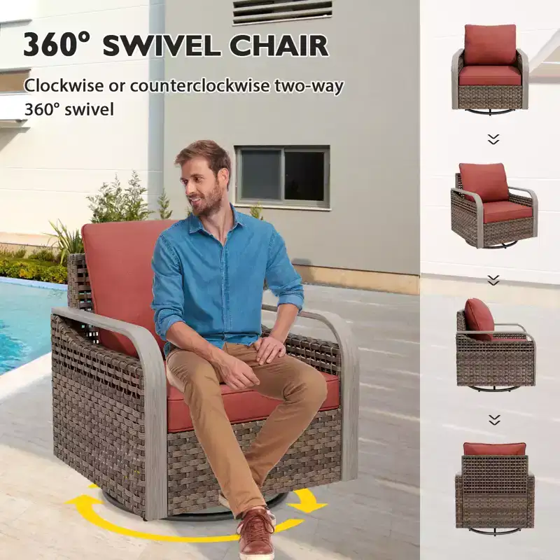 EAGLE PEAK Rocking Chair, Swivel Rocker, Rattan Patio Furniture, 1 Chair