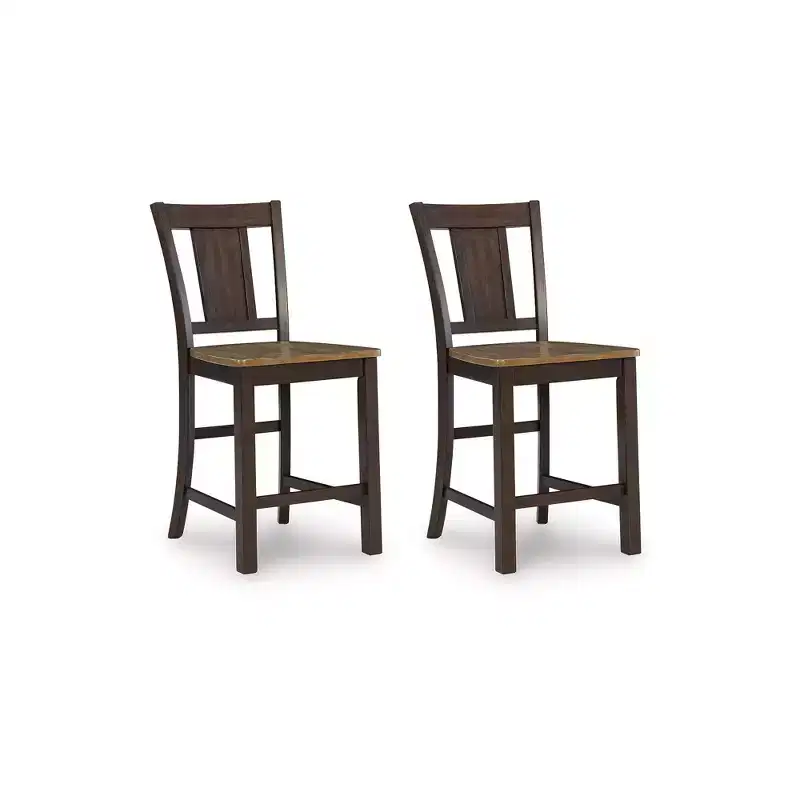 Signature Design by Ashley Sharlander Counter Height Barstools, Set of 2, Light Brown and Dark Brown Finish