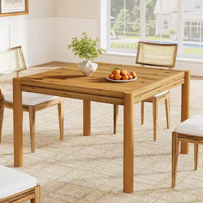 Lantine 39.4-Inch Square Solid Wood Dining Table for 4, Farmhouse Kitchen Table for Dining Room, Kitchen, Living Room, Easy Assembly
