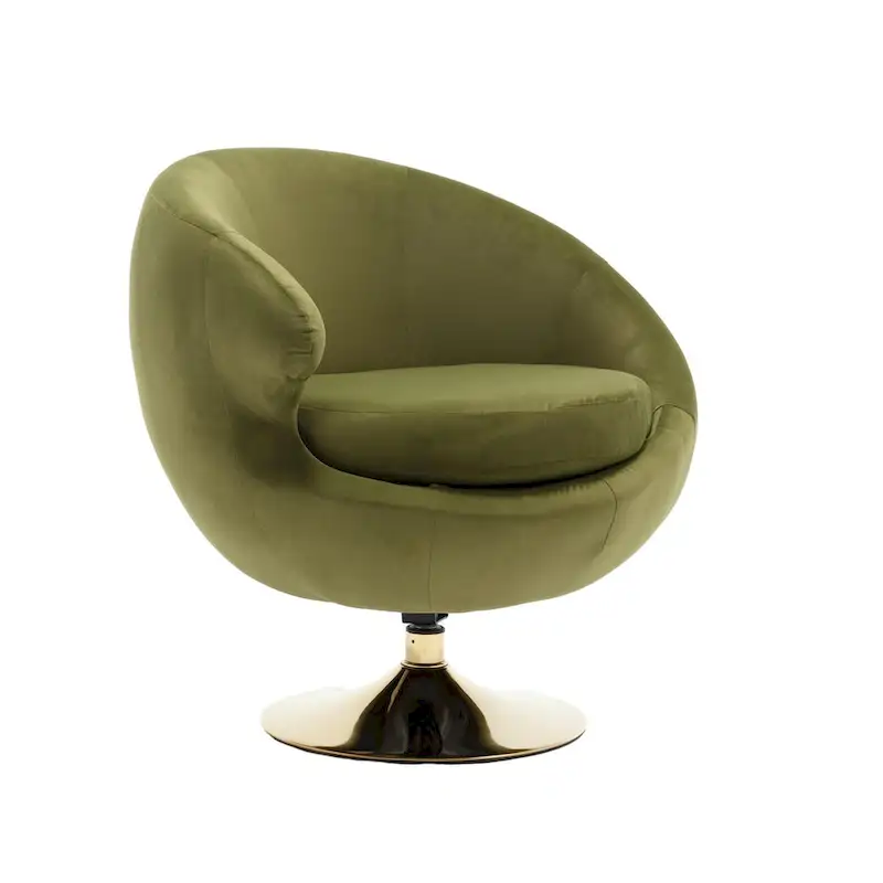 Velvet 360 Degree Swivel Left Cuddle Barrel Accent Chairs