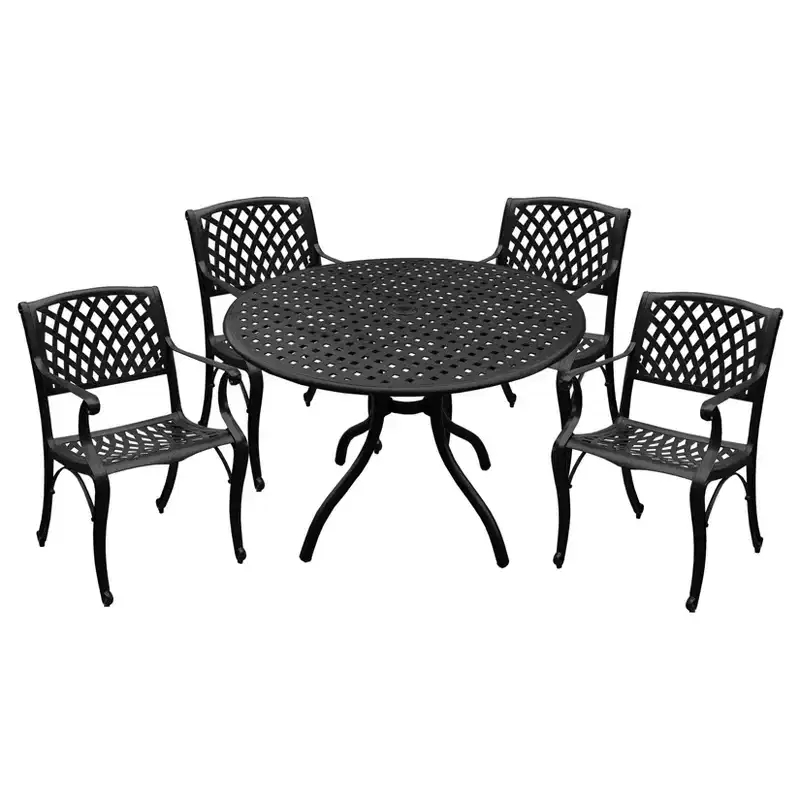 5pc Outdoor Dining Set: UV-Resistant Aluminum Table & Chairs - Oakland Living