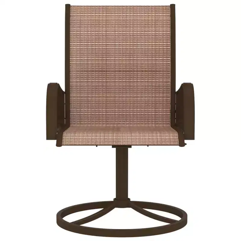 vidaXL 2x Garden Swivel Chairs Textilene and Steel Lounge Seat Gray/Brown
