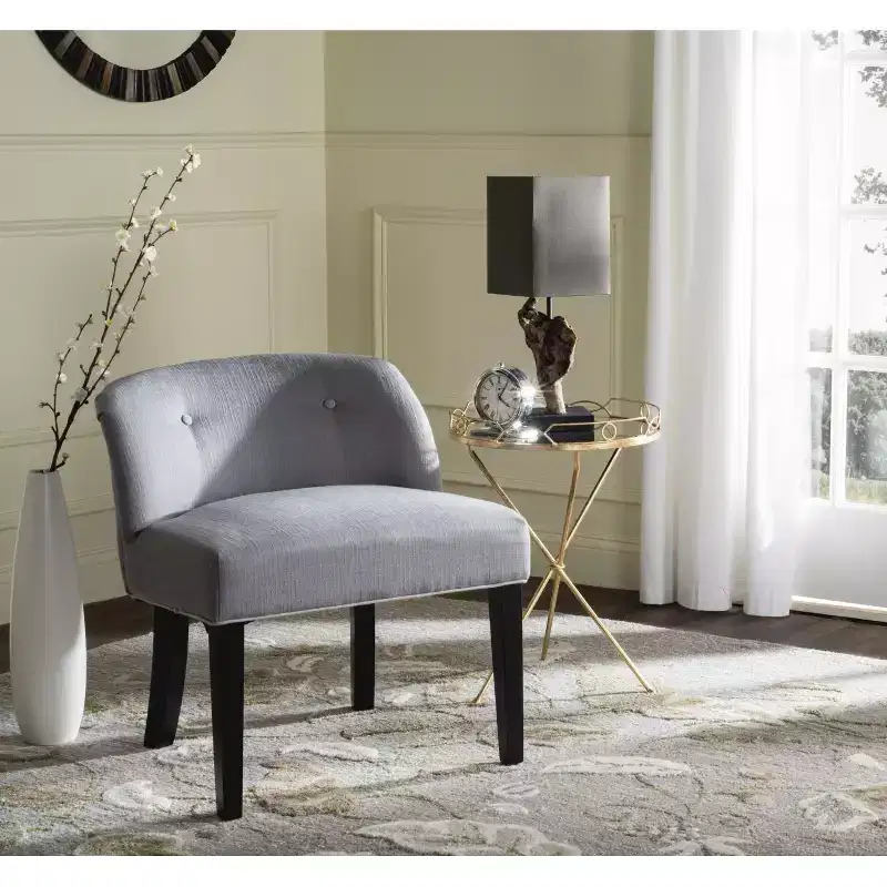 Glam Vanity Chair, Arctic Grey and Taupe Upholstery