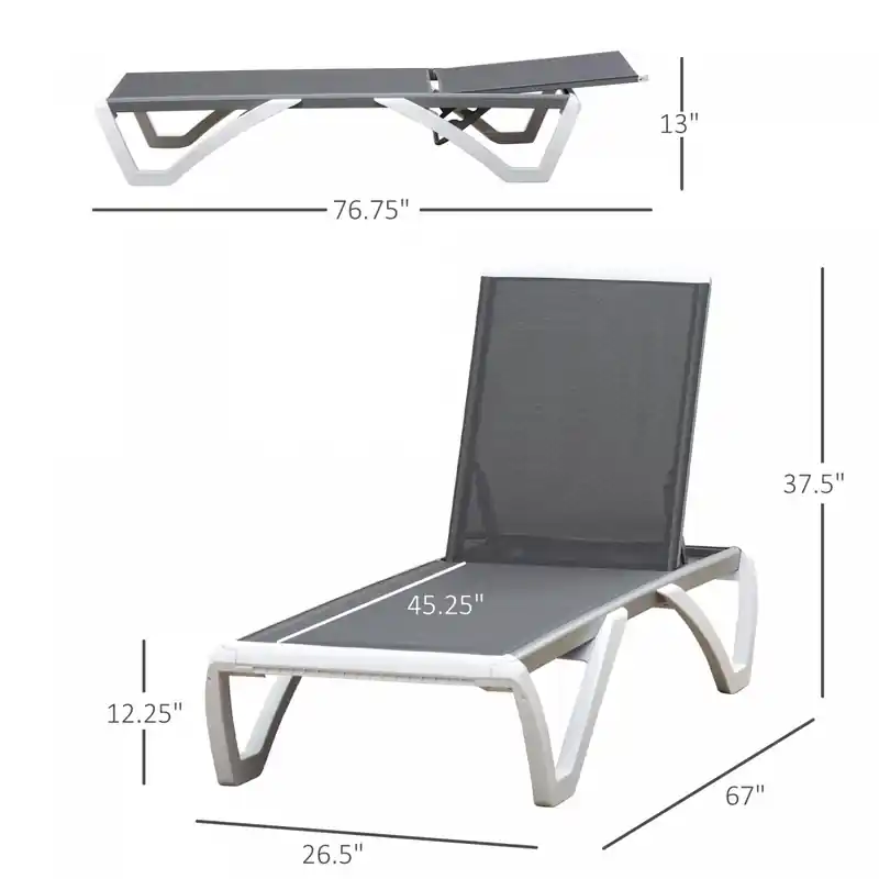 Outdoor Chaise Lounge Chair, Patio Aluminum Tanning Chair