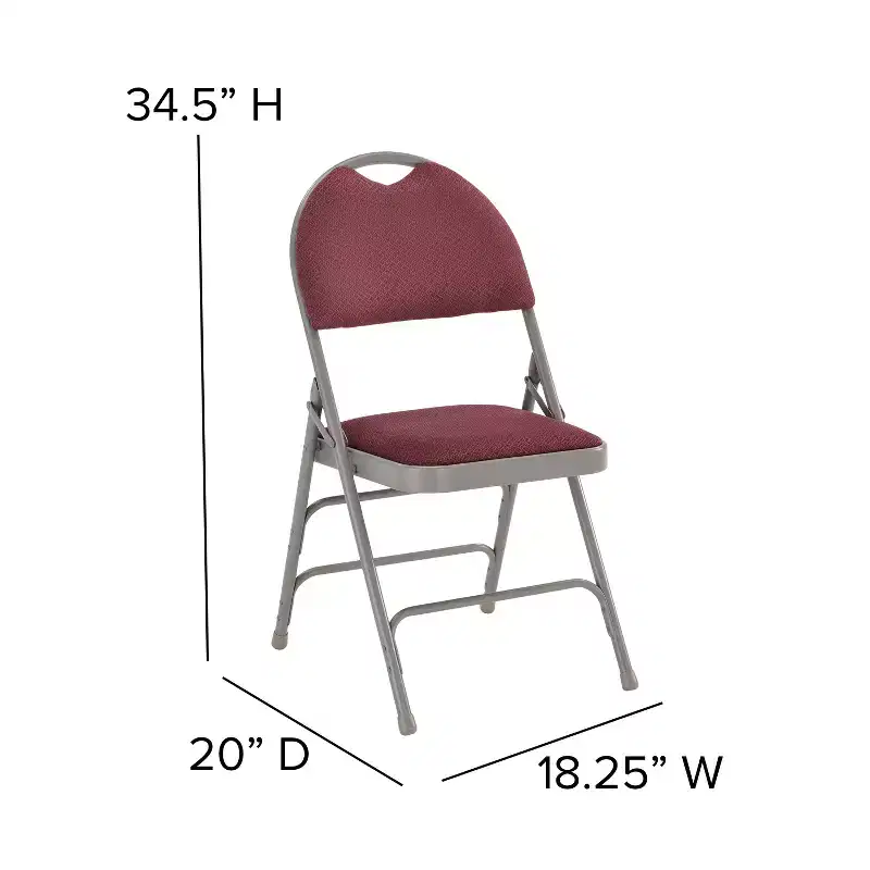 Extra Large Ultra-Premium Triple Braced Metal Folding Chair with Easy-Carry Handle