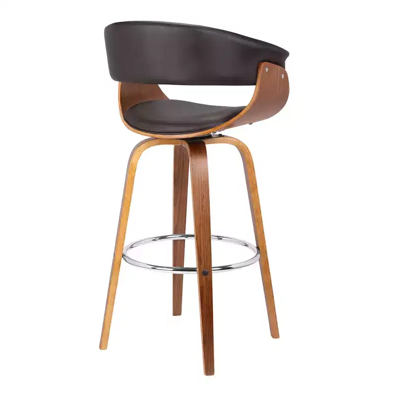 HomeRoots 27 Brown Faux Leather And Iron Swivel Low Back Counter Height Bar Chair