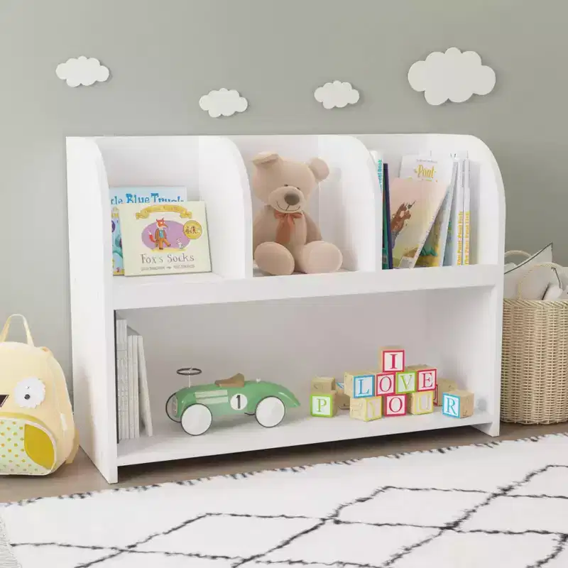 Kids Bookcase with 4 Compartments, Storage Book Shelf, Storage Display, Rack,Toy Organizer for Children's Room, White