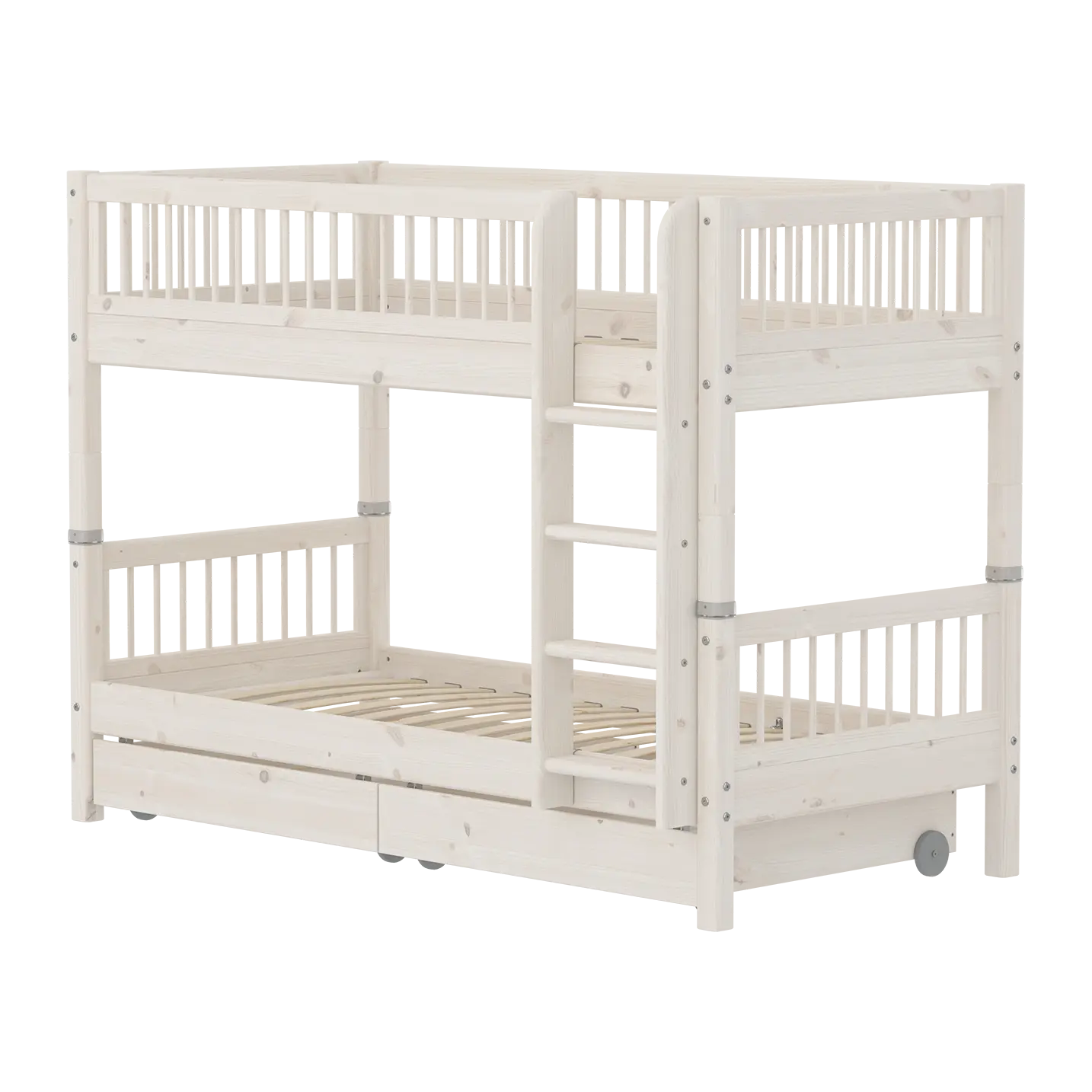 Bunk Bed 154 cm with Storage and Safety Rail, 90x200 cm, White