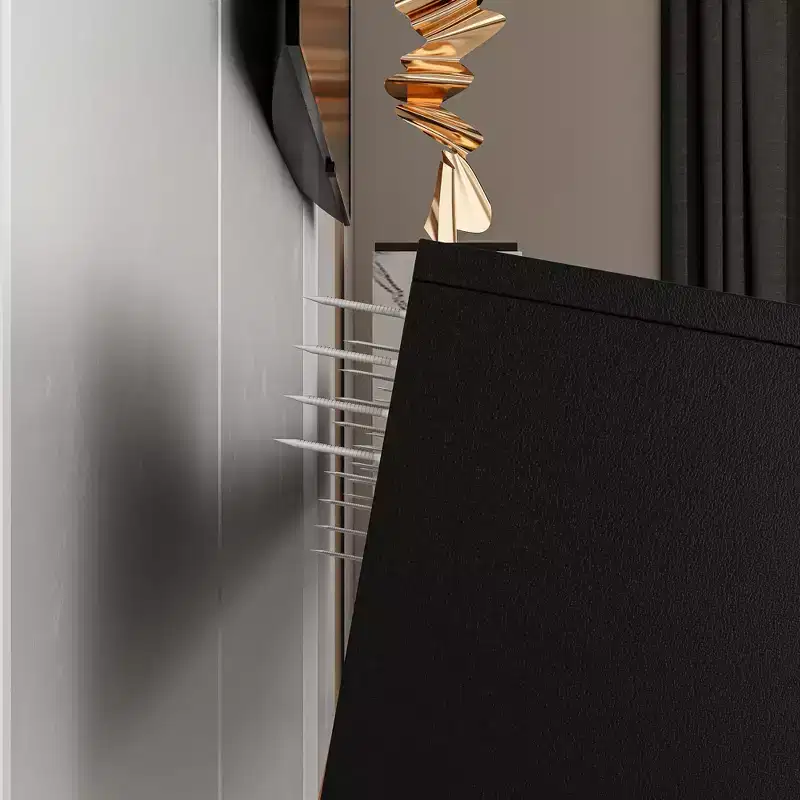 Famapy Black Wall Mounted Entertainment Center With LED Light