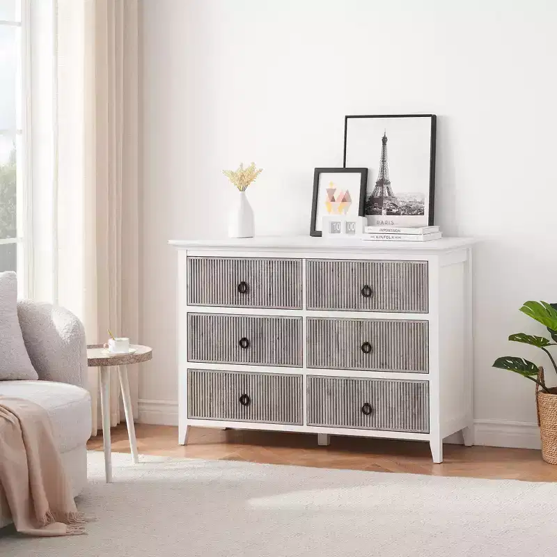 6-Drawer Dresser with Wave Fluted Design