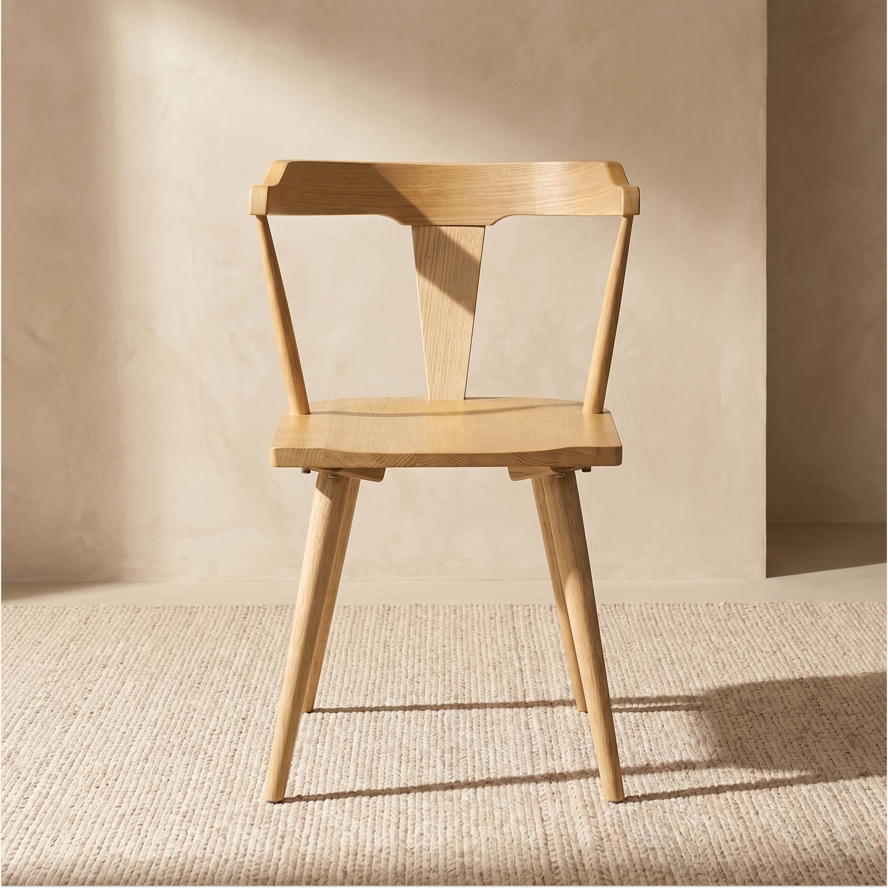Mid-Century Modern Oak Oak Wood Dining Chair with Solid Oak Frame