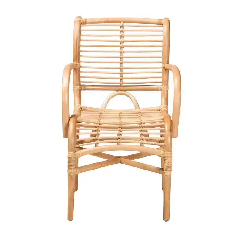 bali & pari Seminyak Natural Rattan Lounge Chair Natural Brown: Indoor Wicker Accent, No Swivel