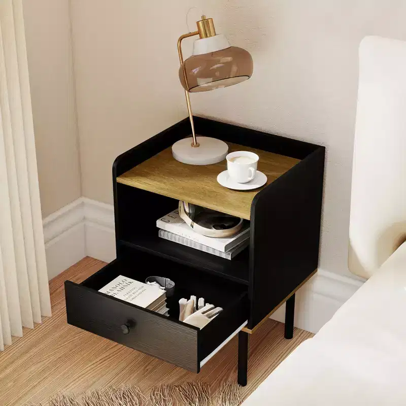Costway 2PCS 3-Tier Sofa Side Table w/ Open Storage Shelf Metal Legs for Living Room