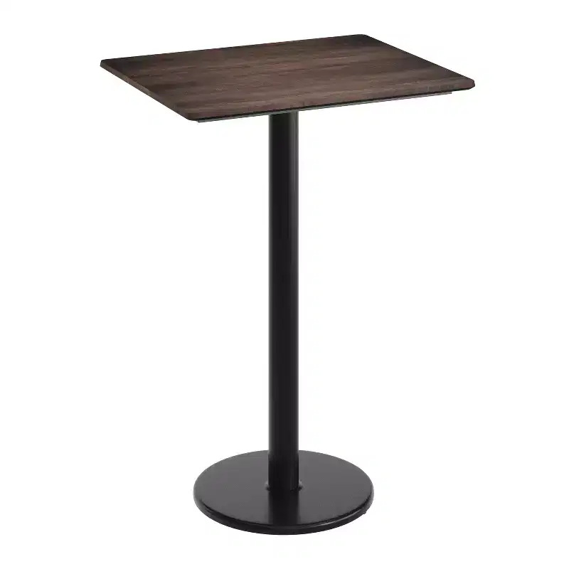 Bar Height Dining Table with HPL Tabletop, Gray Faux Concrete, Iron Base