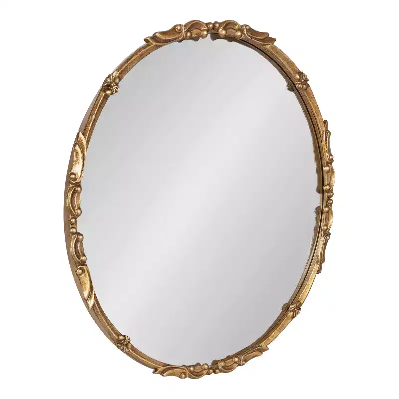 Kate and Laurel Brynley Round Metal Round Mirror, 24 Diameter, Gold