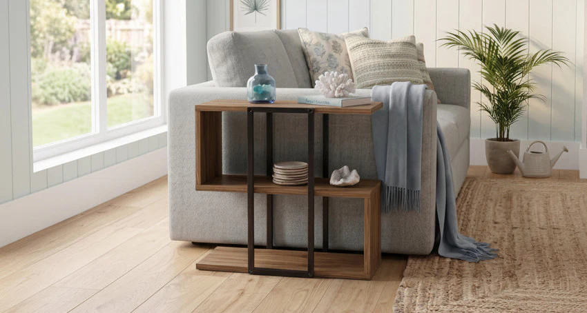 Stepped Side Table with Open Shelves – Living Room End Table