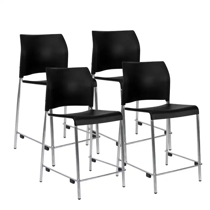 Set of 4 Plastic Counter Height Barstools