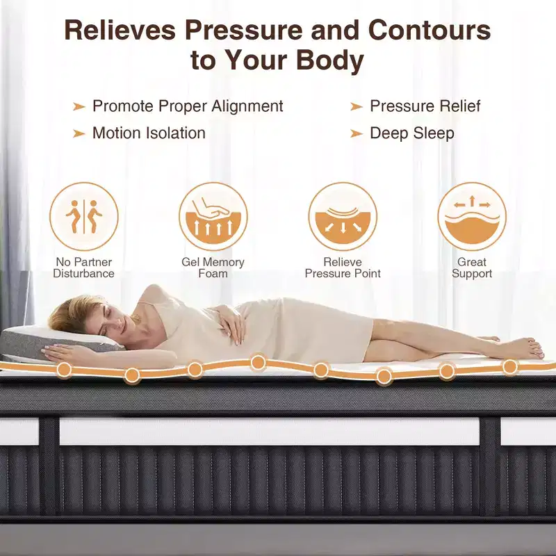 King Size Mattress, 14 Inch Gel Memory Foam Hybrid Bed in a Box, Medium Firm, Motion Isolation, Edge Support, Breathable Design for Comfort Sleep