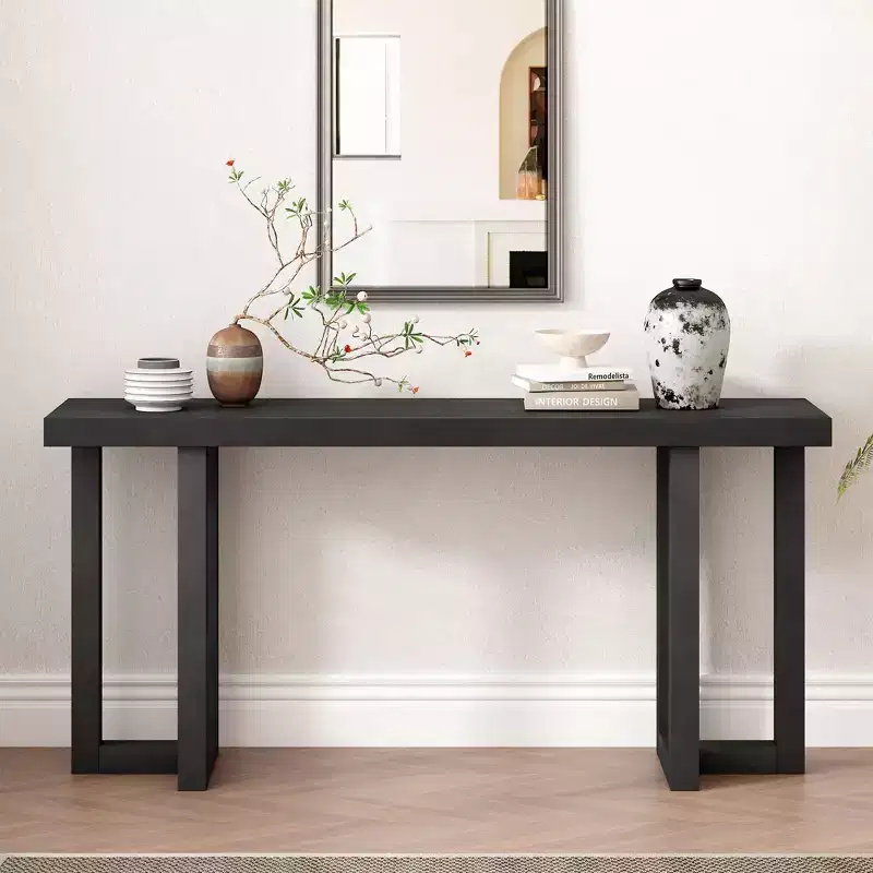 Modern Console Table with Solid Wood Legs, Elegent Entryway Table with Thick Tabletop, Hallway Table for Living Room, Bedroom