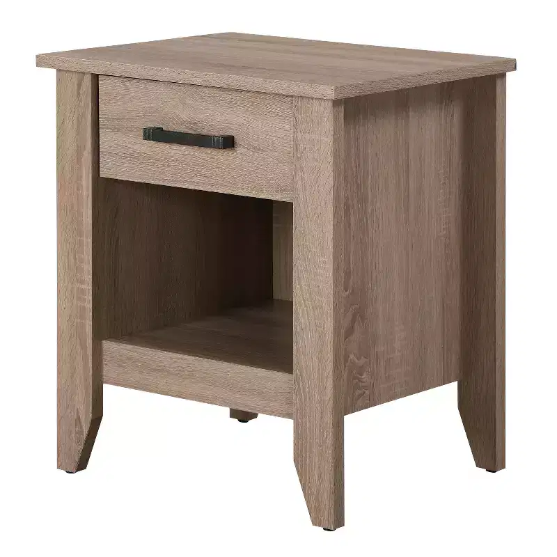 HomeStock 24 in.H x 21 in W Rectangle Brown Finish Single Drawer Wood Nighstand For Living Room and Bedroom