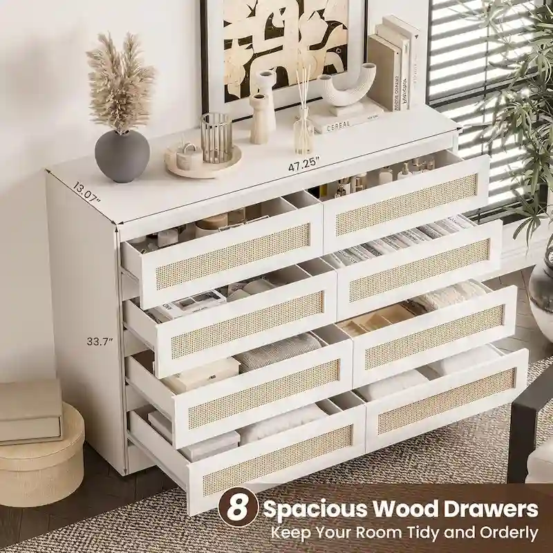 8 Drawer Double Dresser, Wooden Dresser Chest