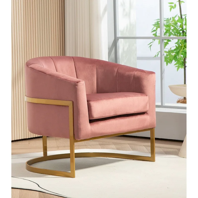 Velvet Accent Armchair with Gold Metal Frame