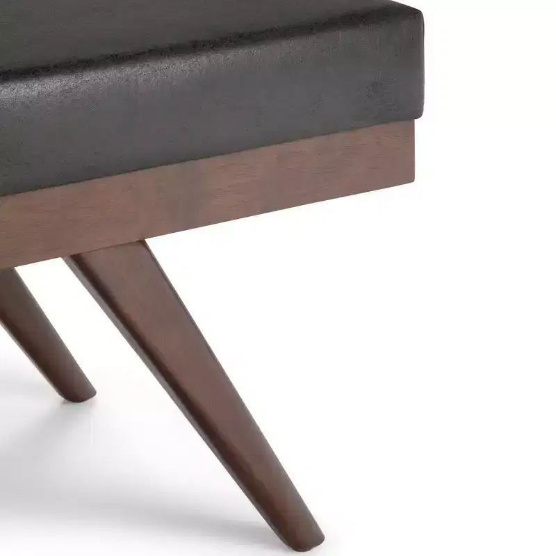48 Nadine Mid Century Ottoman Bench Faux Air Leather - Wyndenhall