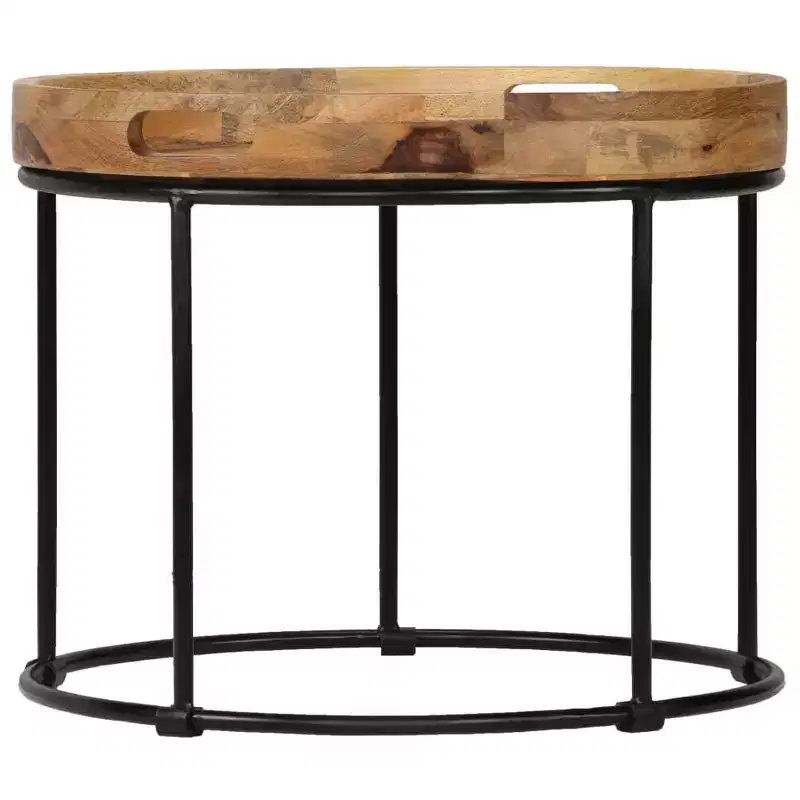 vidaXL Coffee Table Solid Mange Wood and Steel 19.7x15.7
