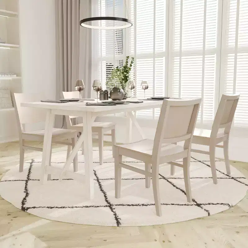 Dining Chair with Curved Backrest and Solid Wood Construction