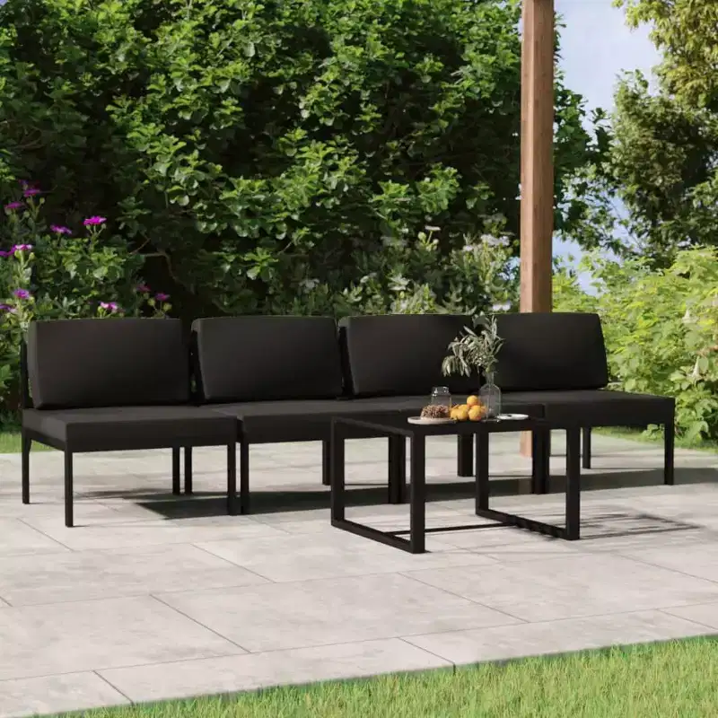 vidaXL Garden Lounge Set Anthracite Aluminum, 100% polyester Large