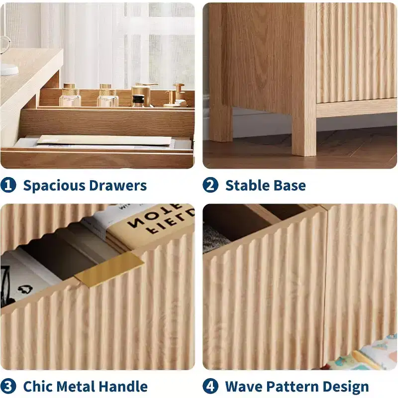 Farmhouse 9 Drawer Dressers for Bedroom - Slim Wood Chest of Drawers Mid Century Modern Fluted Dresser Storage Organizer for Closet Living Room