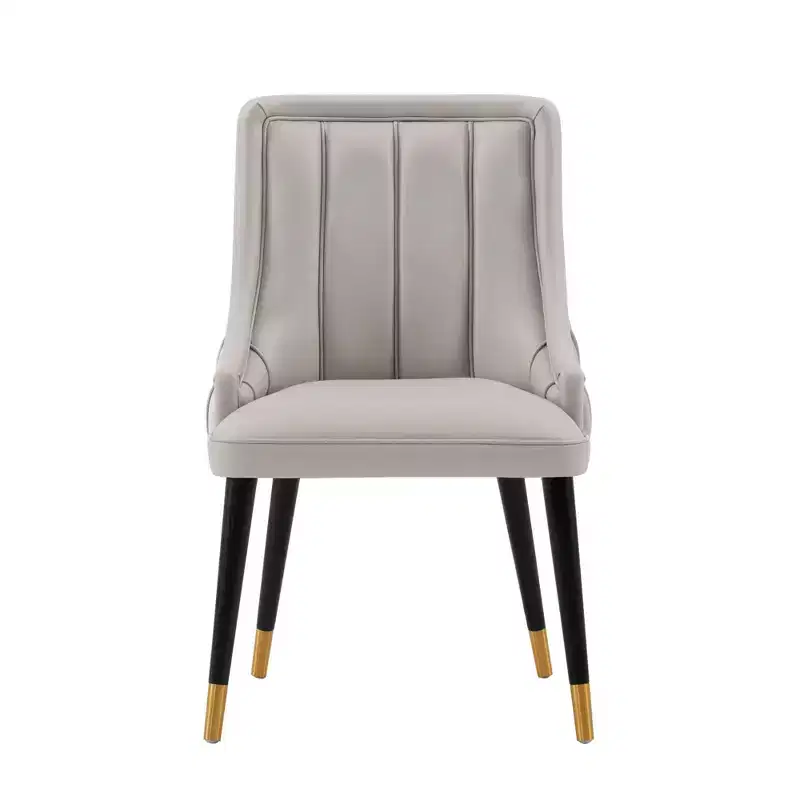 Eda Modern Velvet and Leatherette Upholstered Dining Chair Gray - Manhattan Comfort