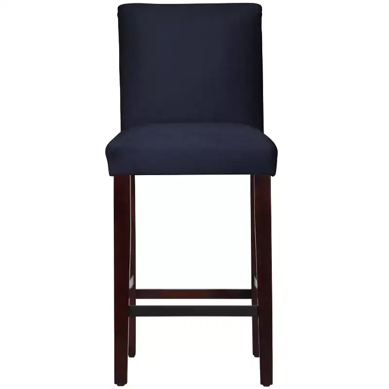 Skyline Furniture Hendrix Barstool Velvet Navy: Upholstered, Tapered Legs, 31" Seat Height