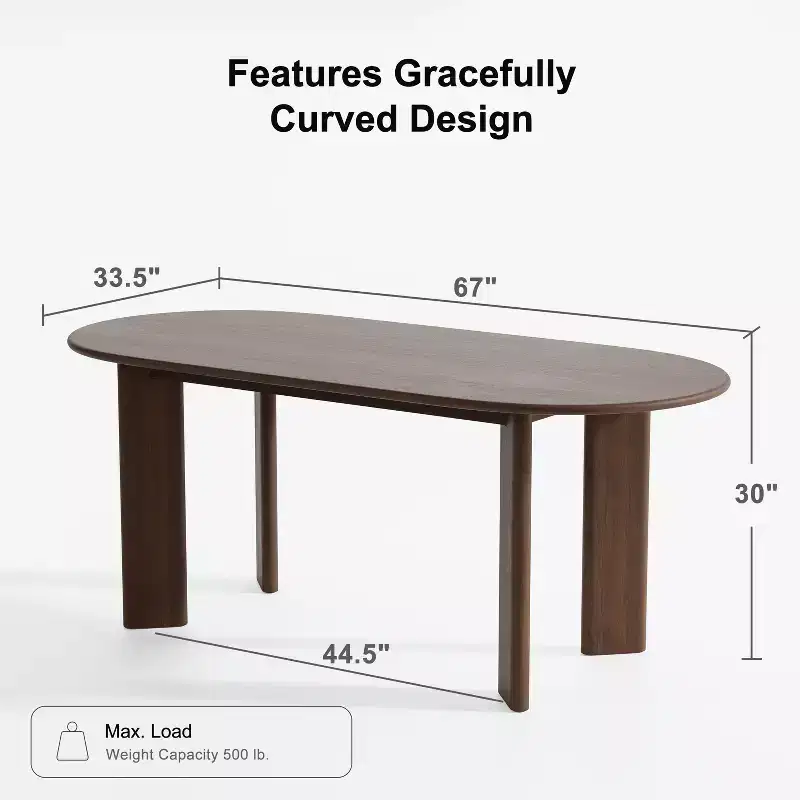 PexFix 67x33.5 Soild Wood Dining Table Oval Kitchen Tables
