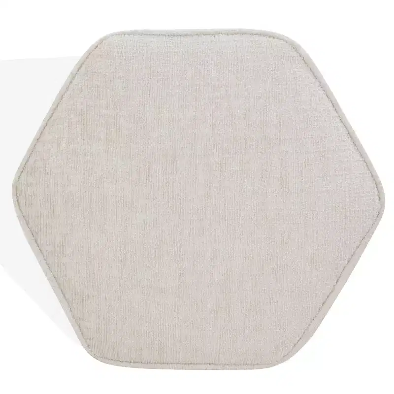 Rosaria Chenille Hexagon Ottoman — Wood Frame, Polyester, Polyurethane Foam