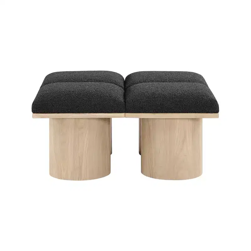 Meridian Furniture,Pavilion Black Boucle Fabric Bench