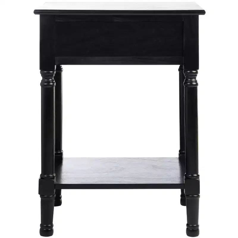 1-Drawer Accent Side Table with Herringbone Detail & Open Shelf, Distressed White