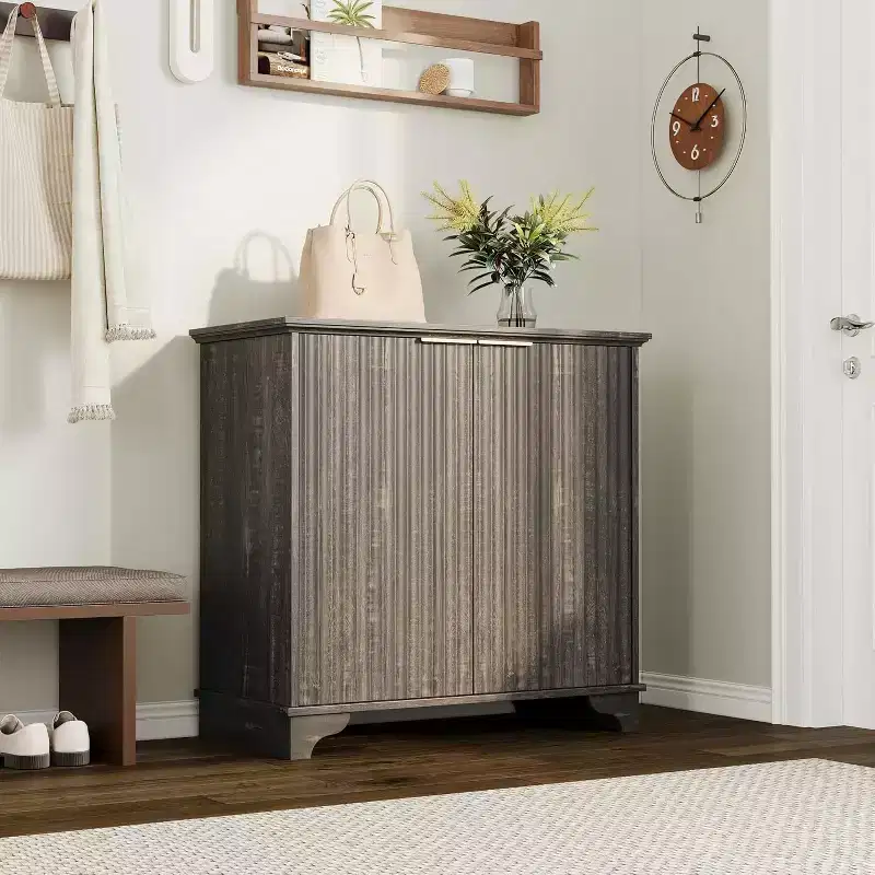 Coffee Bar Cabinet, Kitchen Storage Cabinet, Modern Farmhouse Buffet Sideboard w/Drawer, Barn Door Accent Cabinets for Kitchen, Dining Room