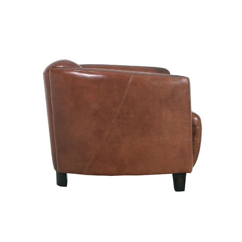 Top Grain Leather Armchair in Brown, W27.5xD30xH27