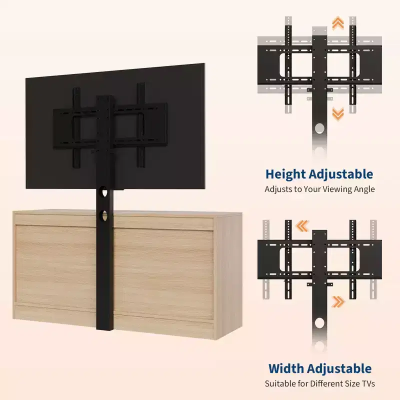 Wood & Rattan TV Stand with Mount 6-Drawer 47.2''W x 43.8''H x 15.7''D