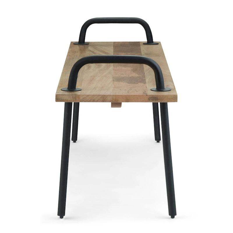 WYNDENHALL Sera SOLID MANGO WOOD 55 inch Wide Industrial Entryway Bench in Natural - 55.1 x 15 x 20.1