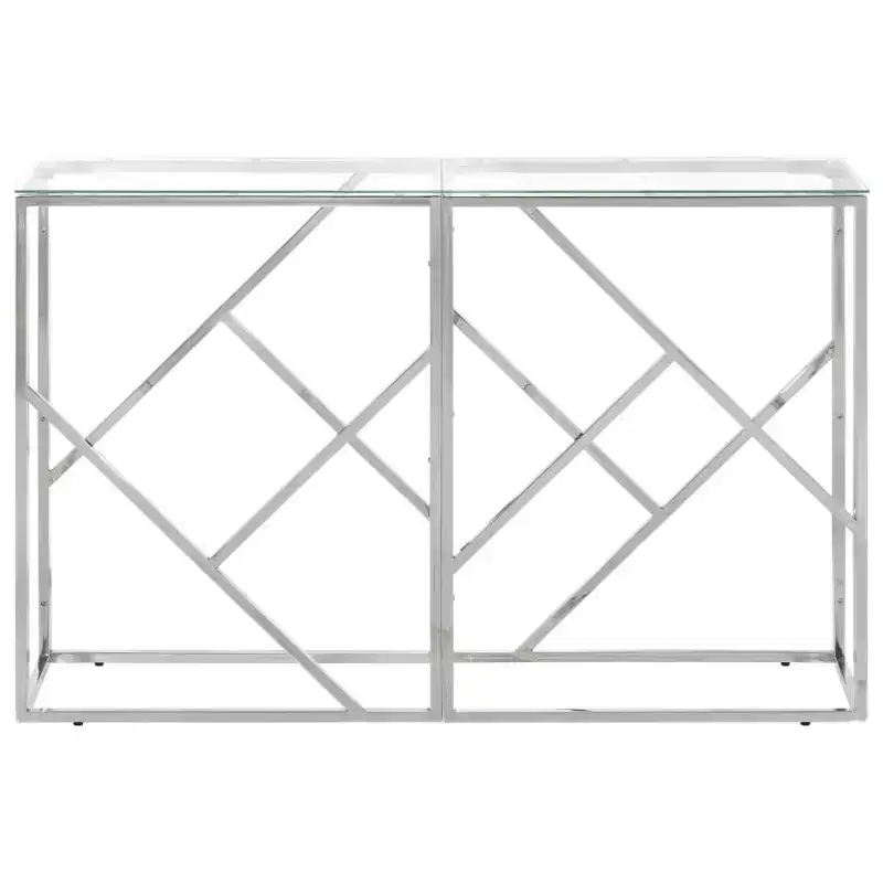 vidaXL Console Table Hallway Living Room Stainless Steel and Tempered Glass