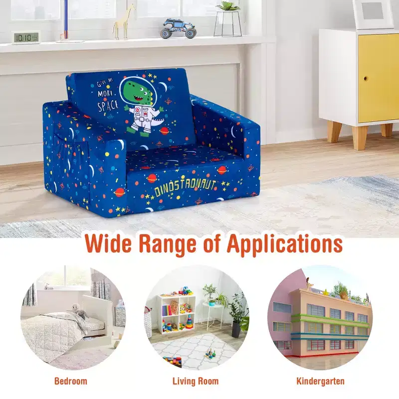 Costway Kids 2 in 1 Convertible Sofa Children Flip-out Chair Lounger Couch Sleeper