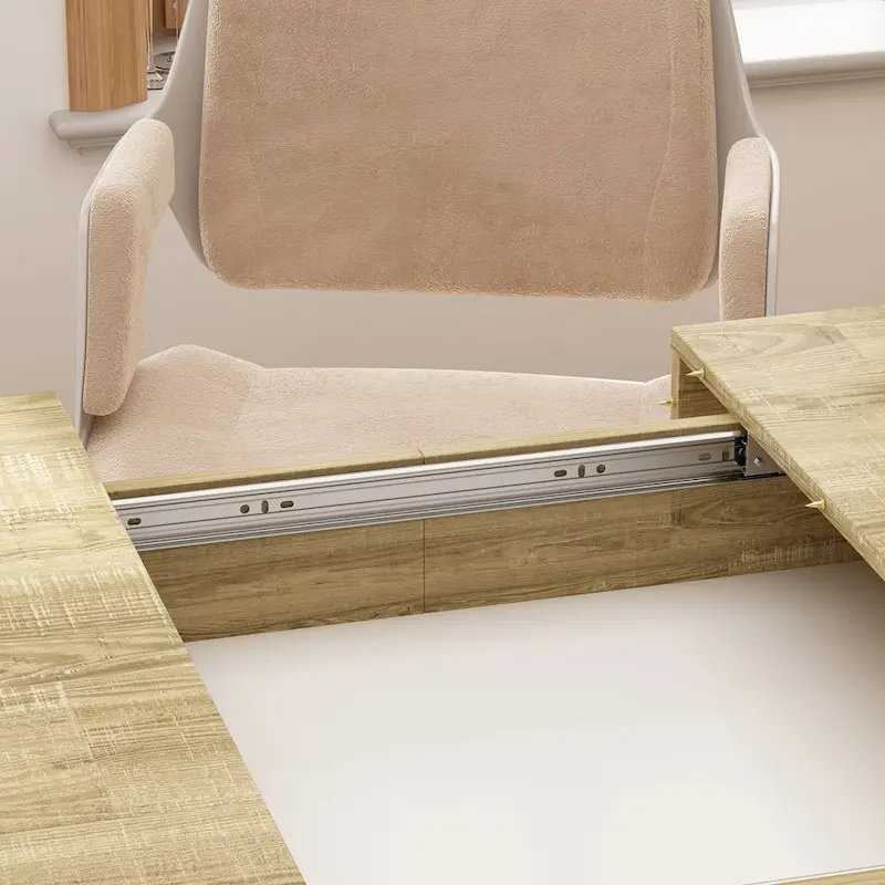 Extendable Dining Room Table Wood Finish Top Computer(Black/White)