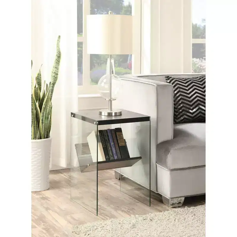 HomeStock Rectangle Glass Table Top End Table 1 -piece