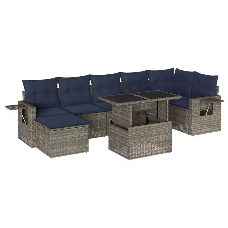 vidaXL 8 Piece Garden Sofa Set with Cushions Poly Rattan