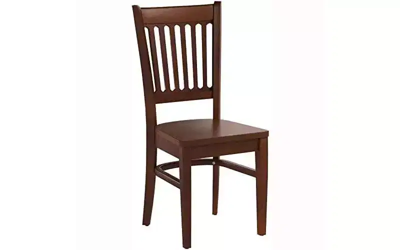 HomeStock Wooden Dining Chair 2-Piece Set- Wooden Seat and Slatted Back