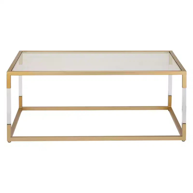 Metal and Glass Coffee Table Gold - Olivia & May: Elegant Iron Frame, No Assembly, Contemporary Design